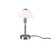 meineWunschleuchte Lampe de table argentée avec abat-jour en verre blanc, intensité variable tactile, hauteur 33 cm