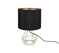 meineWunschleuchte Lampe de table design LAUREA avec corps en treillis et abat-jour en tissu, noir doré