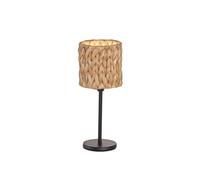 meineWunschleuchte Lampe de table hauteur 33 cm avec pied en métal noir et abat-jour en jonc de mer
