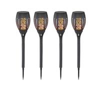 meineWunschleuchte Lot de 4 torches solaires avec effet flamme, plastique noir, hauteur 50 cm