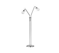 Lampadaire à 2 ampoules LED avec bras flexibles et abat-jour en verre albâtre blanc - Hauteur : 125 cm