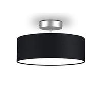 meineWunschleuchte Plafonnier intemporel rond avec abat-jour en tissu noir Ø 30cm - couverture satinée pour une ambiance lumineuse sans éblouissement, SP1002R30S