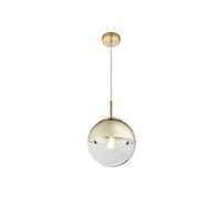 Suspension originale avec boule en verre à 1 ampoule, design doré et verre transparent, Ø 20 cm