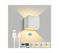 Meinice Applique Murale intérieur avec Détecteur de Mouvement, Lampe Murale Sans Fil Charge USB 4000mAh Applique Murale a Pile 6W 3000K Blanc Chaud Avec Angle de Faisceau Réglable,Noir