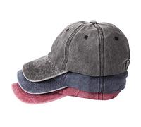 MEINICY Lot de 3 casquettes de baseball unies lavées, chapeaux rétro réglables pour papa, cadeau pour homme/femme, non structurée/coton, Noir, bleu et bordeaux, Taille unique