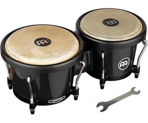Meinl Headliner Bongos HB50BK, noir, accastillage noir - Bongo | 2 tambours à main de 16,5 et 19 cm accordage incluse, plastique ABS