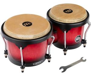 Meinl Percussion Bongos Headliner Wood - deux hand drums de 6,75 et 8 pouces - avec accord - chêne du Siam, Rouge (HB100WRB)