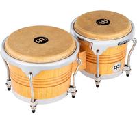 Meinl Percussion Bongos Wood Chrome - deux hand drums de 6,75 et 8 pouces - avec accord - chêne du Siam, fini naturel mat (WB200SNT-M)