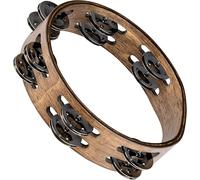 Meinl Tambourin CTA2WB Compact – Bois, 2 rangées cymbalettes acier inoxydable, marron foncé