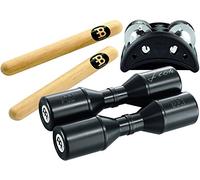 Meinl Percussion Perc Pack Set - Avec les Shakers Live Luis Conte, Tambourin de Pied, et 1 Paire de Claves - Noir, Naturel (PP-1)