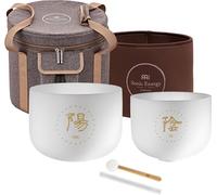 Meinl Sonic Energy Lot de 2 bols chantants en cristal de Sonic Energy - Yin/Yang - Quartz givré accordé TCM avec maillets, sac, joints toriques - pour la méditation, le yoga, les bains sonores, la
