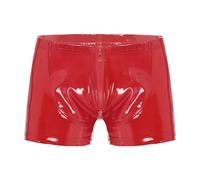meiodtion Boxer pour homme - Avec trou pour pénis - En latex - Aspect laqué - Style hipster - Sous-vêtements érotiques - Sous-vêtements en cuir - Lingerie sexy pour le sexe, Z02 - Rouge., XL