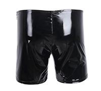 meiodtion Boxer pour homme - Avec trou pour pénis - En latex - Aspect laqué - Style hipster - Sous-vêtements érotiques - Sous-vêtements en cuir - Lingerie sexy pour le sexe, Z04 - Noir., 5XL