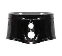 meiodtion Boxer pour homme - En latex - Aspect laqué - Style hipster - Sous-vêtements érotiques - Avec aspect laqué en latex - Noir, Noir , L