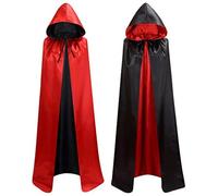 meiodtion Costume de vampire d'Halloween pour adulte - Cape en satin avec capuche - Double face - Cape de vampire maléfique - Costume d'horreur pour Halloween, carnaval, médiéval, fête, Halloween,