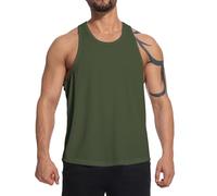 meioro Débardeurs de Course à Séchage Rapide pour Hommes Tank Top, Y-Back Mesh T-Shirt Chemises sans Manches Gym Sport Vêtements Actifs Muscle Dry Fit Athletic Tank Tops (Armée Vert, XL)