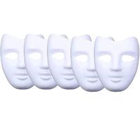 meioro DIY Livre Blanc Masques Pulpe Blanc Masque Peint À La Main Personnalité Créative Conception Libre (Visage en V,5 pièces)