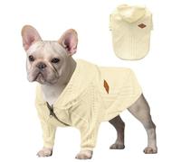 meioro Pull à Capuche zippé pour Chien Pet Vêtements Chiens Chat Vêtement Mignon pour Animaux Chaud À Capuche Hiver Chiot Bouledogue Français Carlin (XS, Blanc)