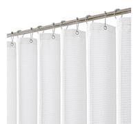 meioro Rideau de Douche Blanc, Anti Moisissure Waffle Tissu Texturé Lourd Rideaux avec 12 Crochets, 150 x 180cm Imperméables Drap de Douche de Luxe en Tissu Lesté pour Salle de Bain, Baignoire