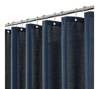 meioro Rideau de Douche Bleu Marine, Anti Moisissure Waffle Tissu Texturé Lourd Rideaux avec 12 Crochets, 180 x 210cm Imperméables Drap de Douche de Luxe en Tissu Lesté pour Salle de Bain, BaigGrise
