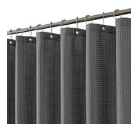 meioro Rideau de Douche Gris, Anti Moisissure Waffle Tissu Texturé Lourd Rideaux avec 12 Crochets, 150 x 180cm Imperméables Drap de Douche de Luxe en Tissu Lesté pour Salle de Bain, BaigGrise