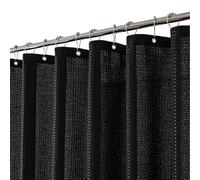 meioro Rideau de Douche Noir, Anti Moisissure Waffle Tissu Texturé Lourd Rideaux avec 12 Crochets, 150 x 180cm Imperméables Drap de Douche de Luxe en Tissu Lesté pour Salle de Bain, Baignoire