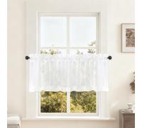 meioro Rideaux Cuisine Court Brise Bise, Semi Transparent Rideau Voilage Tringle, Petit Curtain Occultant Courts,Rideaux Couts Rideau de Cuisine, White Meuble Rideau pour Bistrot Chambre Porte Fenêtre
