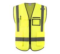 Meiosuns Gilet de Sécurité Haute Visibilité Réfléchissant avec Poches Zip | Gilets Fluorescent avec Sangles Anti-détachement Poitrine Velo Reflechissant Securite Moto Chasuble Homme Femme