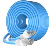 MEIPEK Câble Internet 30m Cat7 Cable Ethernet SFTP Triple Blindage Cabl LAN, 10Gbps 600Mhz Haute Vitesse Cable RJ45 30m Bleu Gigabit Extérieur Imperméable Câble Réseau pour Router Switch Modem