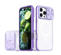 MEIQIBAO pour iPhone 16 Pro Max Coque Magnétique Caméra Protecteur avec Lentille Coulissante Couverture Antichoc Anti-Rayures Antidérapant Housse Ultra Mince Silicone,Violet(Classe énergétique A+++)