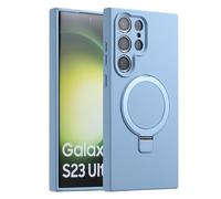 MEIQIBAO pour Samsung Galaxy S23 Ultra Slim Liquide Silicone Coque,Militaire Résistant Chocs et aux Rayures,avec magnétique(N52 Magnet) Métal Anneau Support Case,caméra Protection Case,Bleu
