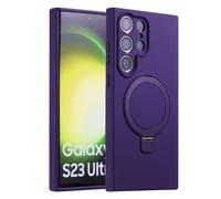 MEIQIBAO pour Samsung Galaxy S23 Ultra Slim Liquide Silicone Coque,Militaire Résistant Chocs et aux Rayures,avec magnétique(N52 Magnet) Métal Anneau Support Case,caméra Protection Case,Violette