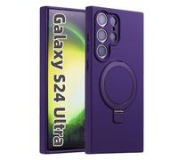MEIQIBAO pour Samsung Galaxy S24 Ultra Slim Liquide Silicone Coque Militaire Résistant Chocs et aux Rayures avec magnétique(N52 Magnet) Métal Anneau Support Case caméra Protection Case,Violette
