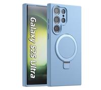 MEIQIBAO pour Samsung Galaxy S25 Ultra 5G Coque magnétique Slim Silicone Coque Résistant Chocs et aux Rayures avec Métal Anneau Support Case 360° caméra Protection Cover 6,9 Pouces Bleu