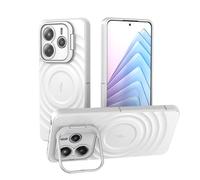 MEIQIBAO pour Xiaomi Redmi Note 14 5G Magnétique Coque avec caméra Protection Support Silicone Cover Anti Impact Anti dérapant Résistant Aux Rayures Case Blanc