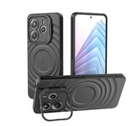 MEIQIBAO pour Xiaomi Redmi Note 14 5G Magnétique Coque avec caméra Protection Support Silicone Cover Anti Impact Anti dérapant Résistant Aux Rayures Case Noir