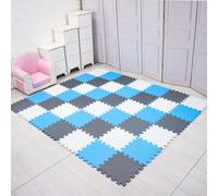 Meiqicool-Puzzle Bébé Oligfoam,Polymères De Jeu/18 Ou 24/Lot,Carreaux D'exercice Imbriqués,Tapis De Sol Lea Pour Enfant,29cm X 0.8cm Chacun - Type White Blue Gray-12pcs