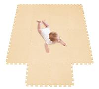 meiqicool Tapis de Sol épais et Jouet Éducatif Puzzle géant aux Motifs - Lot de 18 Dalles en Mousse Beige 1030
