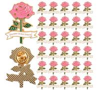 meiqidi Lot de 30 broches commémoratives en forme de rose pour invités funéraires - Broche de condoléances chrétiennes en émail pour deuil et célébration de la vie