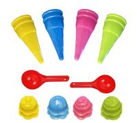 MEIQJIE 18PCS Jouets de Plage, Jouets de Plage en Forme de Cornet de Glace | Fabriqué en Plastique, il Peut être Creusé et Modelé et Est Idéal Pour la Plage et Les Activités de Plein Air