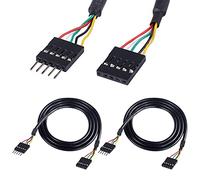 MEIRIYFA 5 Broches USB IDC tête rallonge, 2,54 Dupont USB 5 Broches mâle Femelle Carte mère tête câble pour Port USB, Carte d'extension - 1M (Pack de 2)