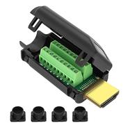 MEIRIYFA Adaptateur HDMI sans soudure HDMI mâle à vis terminal de dérivation HDMI 20 broches Kit de réparation avec étui Accessoires
