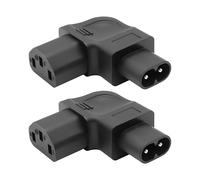 MEIRIYFA Adaptateur secteur IEC 320 C13 vers C8, 2 adaptateurs C8 mâle vers C13 femelle coudé droit, 2 broches, convertisseur CA 10 A, 250 V, pour électronique (noir)