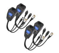 MEIRIYFA Balun vidéo passif, 2 paires de balun vidéo passif, connecteur audio 1080p BNC vers RJ45 émetteur-récepteur réseau Cat5/Cat6 avec DC mâle femelle, extrémité audio RCA mâle pour système de