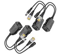 MEIRIYFA Balun vidéo passif avec prise d'alimentation et émetteur de données RJ45 BNC Twisted Pair, 8 MP passif HD BNC Video Power Balun Transmetteur émetteur-récepteur Balun pour système de sécurité