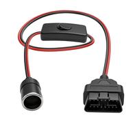 MEIRIYFA Câble adaptateur OBD2 16 broches vers allume-cigare 18 AWG | Câble d'alimentation OBD2 mâle vers prise allume-cigare femelle avec interrupteur OBD II - 65 cm