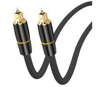 MEIRIYFA Câble audio optique numérique Toslink en fibre optique mâle vers mâle - Câble en nylon tressé plaqué or - Pour home cinéma, barre de son, TV, chaîne stéréo (1,5 m)