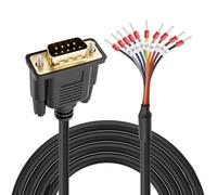 MEIRIYFA Câble d'extension DB9 mâle RS232 vers 9 broches, 26 AWG RS232 D-SUB DB9 mâle vers fil nu avec marqueur de câble pour caisse enregistreuse, machine de contrôle fiscal, ordinateur - 1 m