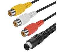 MEIRIYFA Câble d'extension S-Vidéo 4 broches vers 3 RCA AV femelle Câble composite 3 RCA vers 4 broches Mini DIN S-Video Câble d'extension pour TV/HDTV, lecteur CD, VCR, DVR, lecteur DVD, PC,