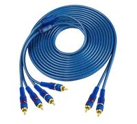 MEIRIYFA Câble d'interconnexion audio RCA pour voiture, 2 canaux à 4 canaux RCA audio voiture y Splitter adaptateur cavalier Paire torsadée OFC full Shield Noise Reduction (5m)